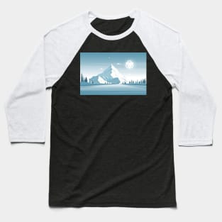 Snowy Mountain Hiking Polyhedral D20 Dice Sun RPG Landscape Baseball T-Shirt